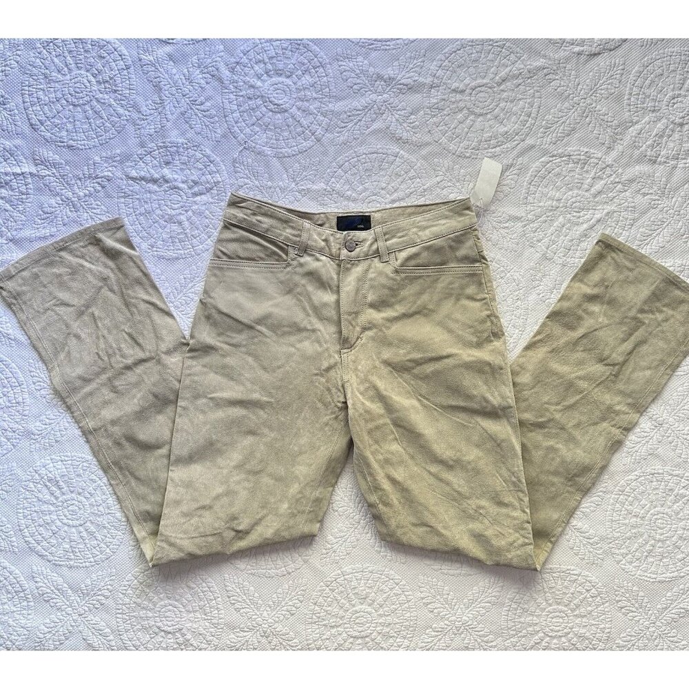 Vintage 1980's Jou Jou Tan Cream Suede Leather Jeans Pants 9/10 NWT